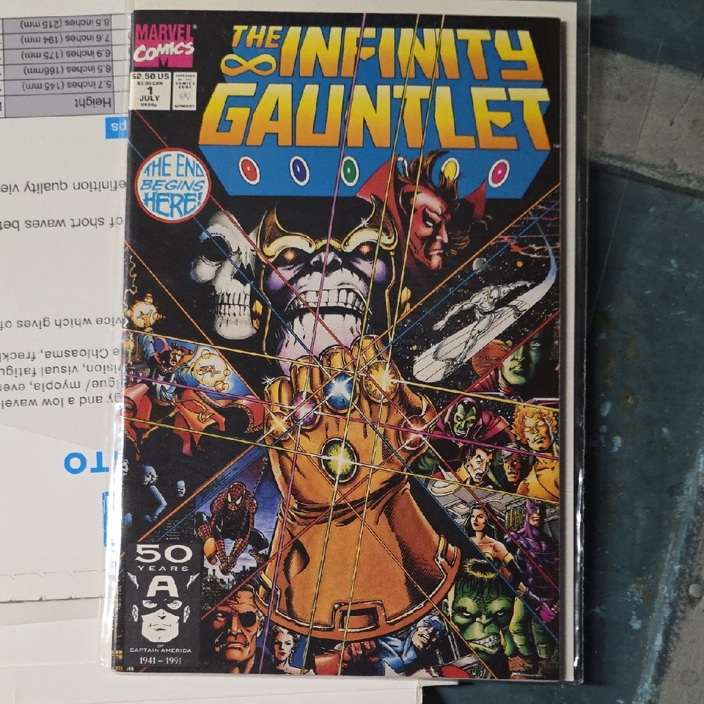 Marvel Infinity Gauntlet Comic with Vibrant Colors